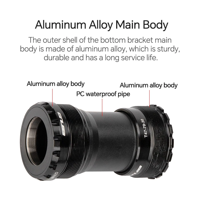 GUB-soporte inferior de bicicleta serie T47, rodamiento de cerámica BB de rosca para movimiento Central de 24/30mm, acero, 29mm, 77-83mm de ancho, piezas de bicicleta