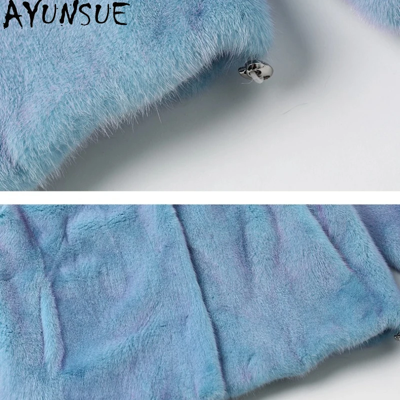 AYUNSUE Natural Mink Fur Coat for Woman Full Mink Fur Unique Color Women Jacket 2025 New Fashion Women Clothing Fourrures Femmes
