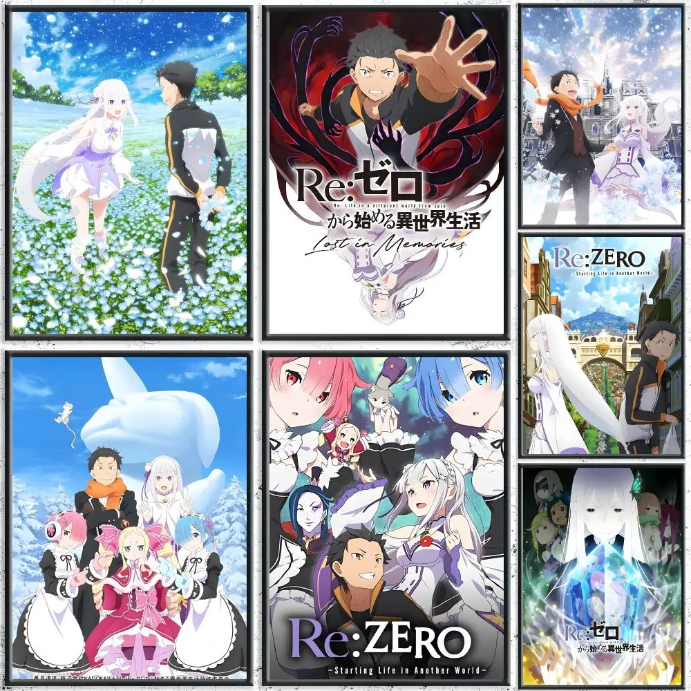 Fantasy Anime R-Re:ZeroS Poster HD Self-Adhesive No Residue After Removal Ideal for All Kinds of Wall Decor