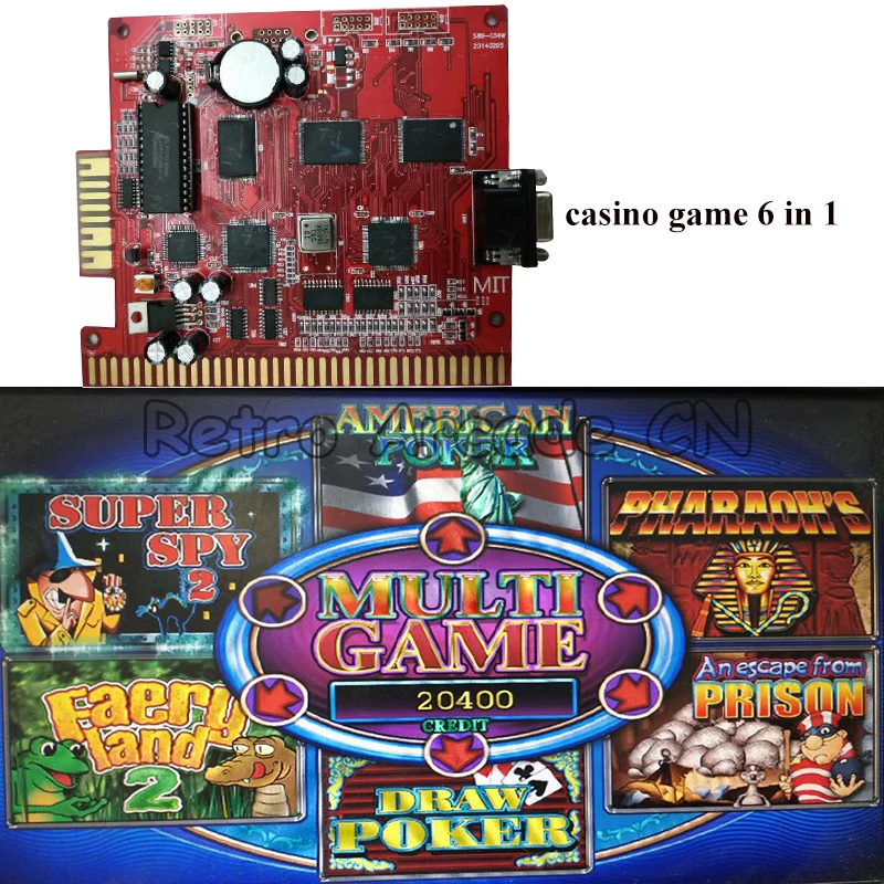 

Аркадная игра в ретро-стиле, аксессуары для игр 6 в 1/6x, красная материнская плата PCB, подходит для игр, управляемых монетами