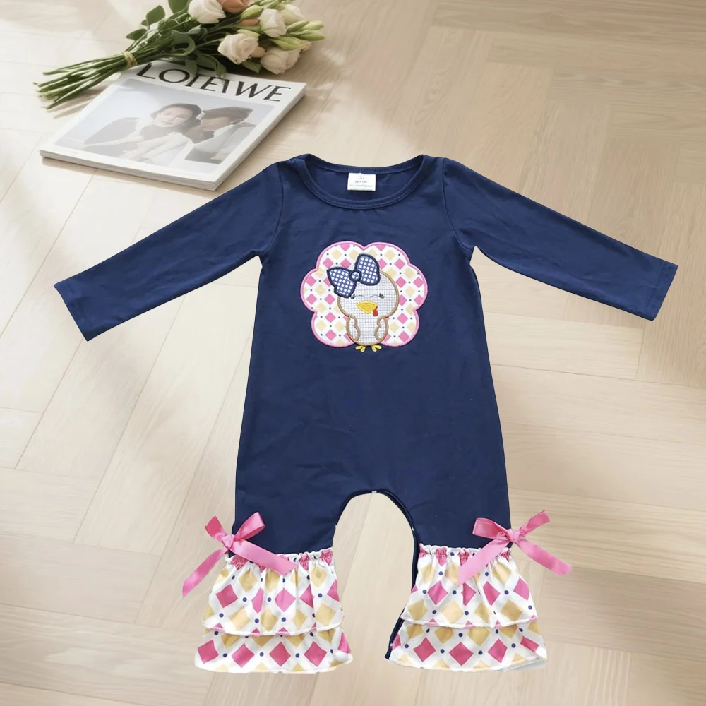 9.30 Baby Winter Rompers Baby Girls Navy Turkey Rompers