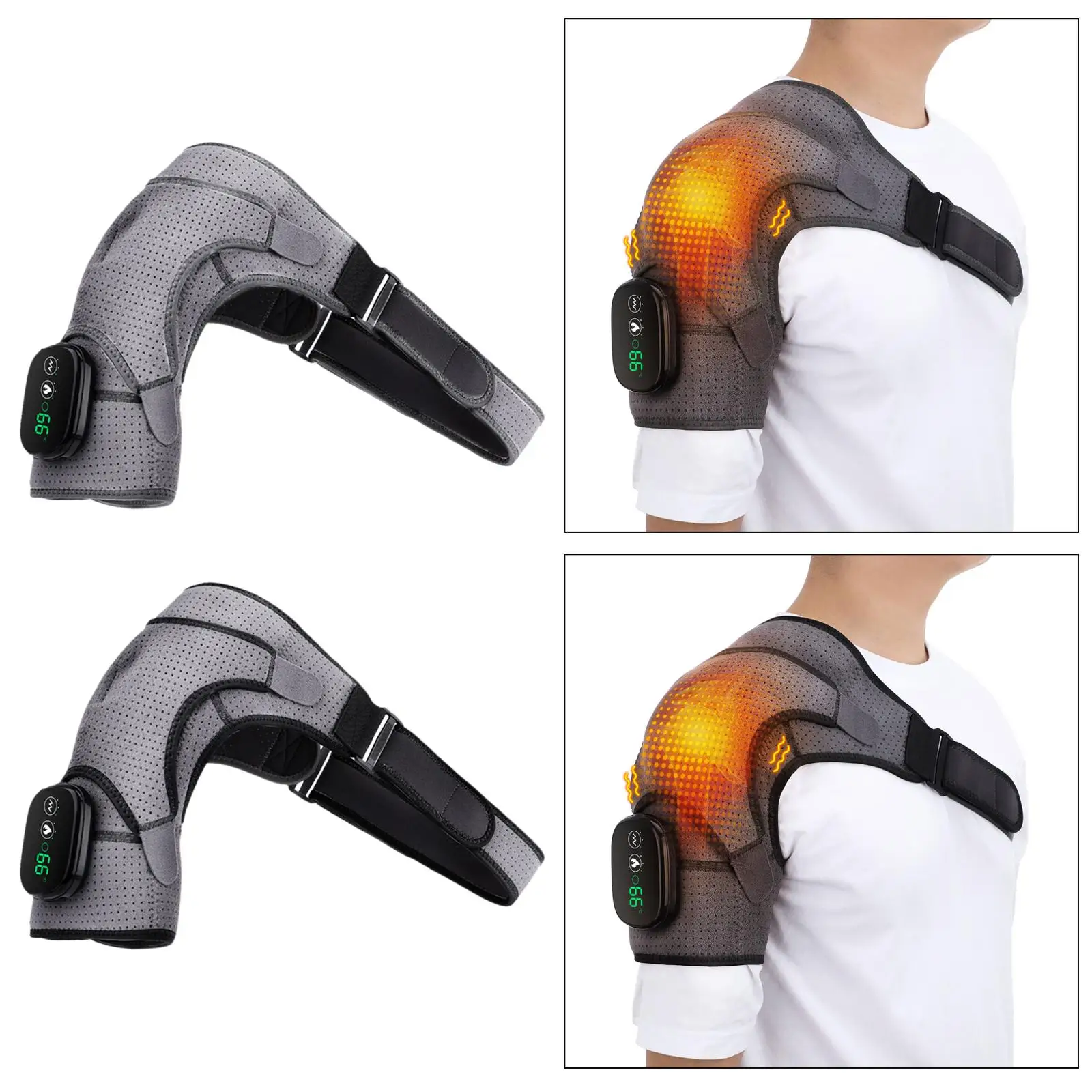 

Плечевой бандаж с подогревом, USB перезаряжаемый светодиодный дисплей, компрессионный рукав, поддержка вывиха плеч, бицепс, сухожилий, травм