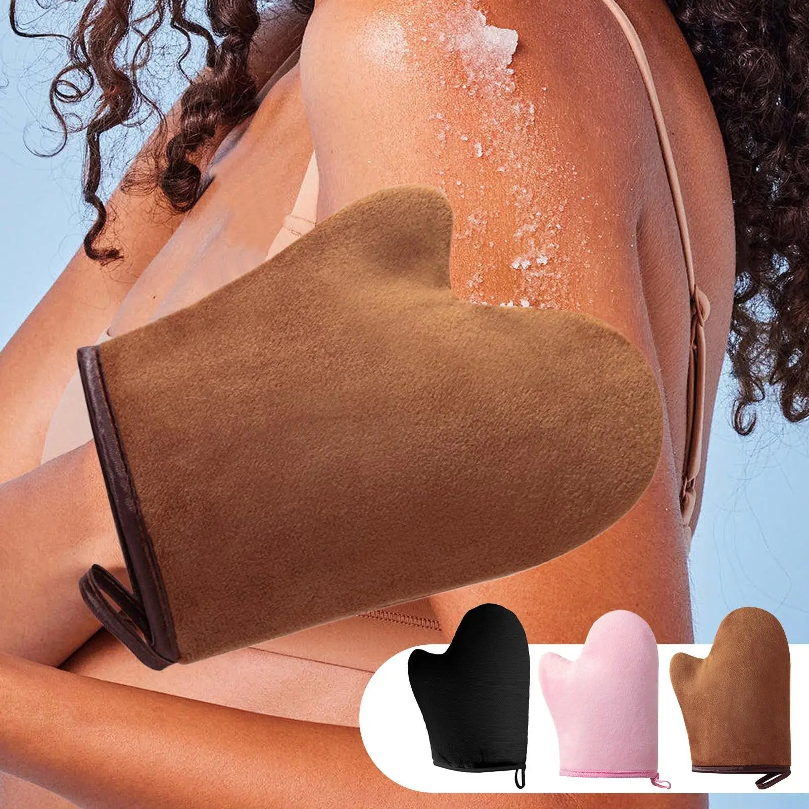 Self-Tanning Mitt Double-Sided Prevents Sticky Hands Applicator Body Lotion Glove Quick Dry Flocking Glove Makeup Applicator
