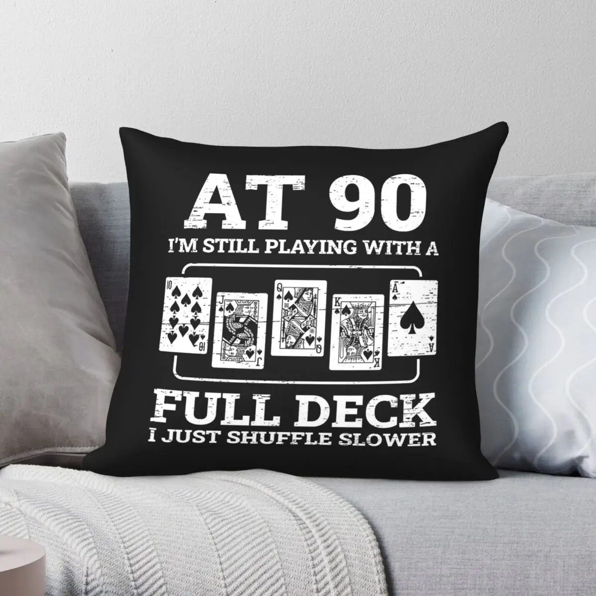 Birthday Party Poker Card Game Square Pillowcase Polyester Linen Velvet Pattern Zip Decor Throw Pillow Case Sofa Cushion Cover