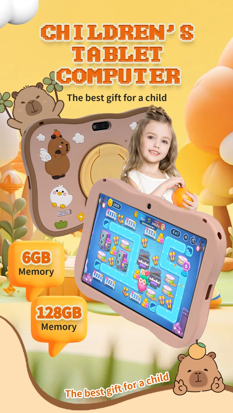 New Arrivals，Learning Tablet for Kids, 7 Inch, Android 12, HD Dual Cameras, Toddler Educational Toy, Gift for Children, 5G WiFi