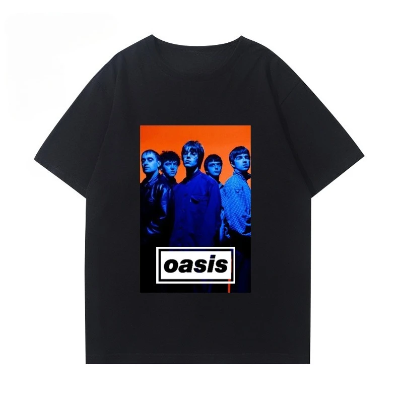 

Футболка с альбомом Oasis Band, мужская и женская летняя американская винтажная одежда с короткими рукавами и граффити в британском стиле, повседневный топ, популярный