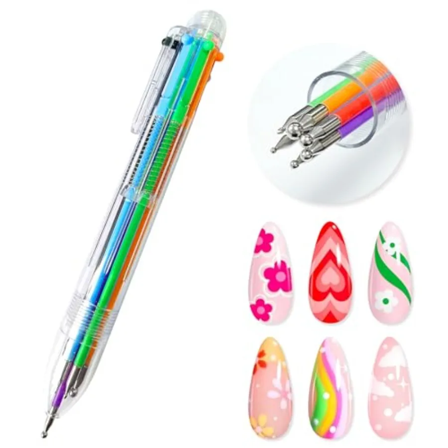 

Nail Dotting Pen Nail Art 6 in 1 Dotting Tools in Ballpoint Pen Design Nail Art Kit, Nail Art Tip Dot Paint Manicure Kit, Stylu