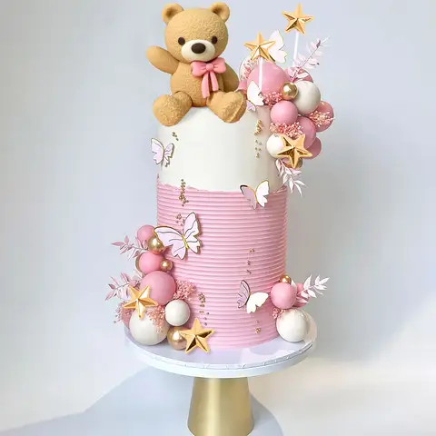 LaVenty brunbjörnstårtdekoration beige bruna bollar tårtdekoration boho björnar tårtdekoration babyshower födelsedagstårtdekoration 10 best sales björntårtdekoration - №3