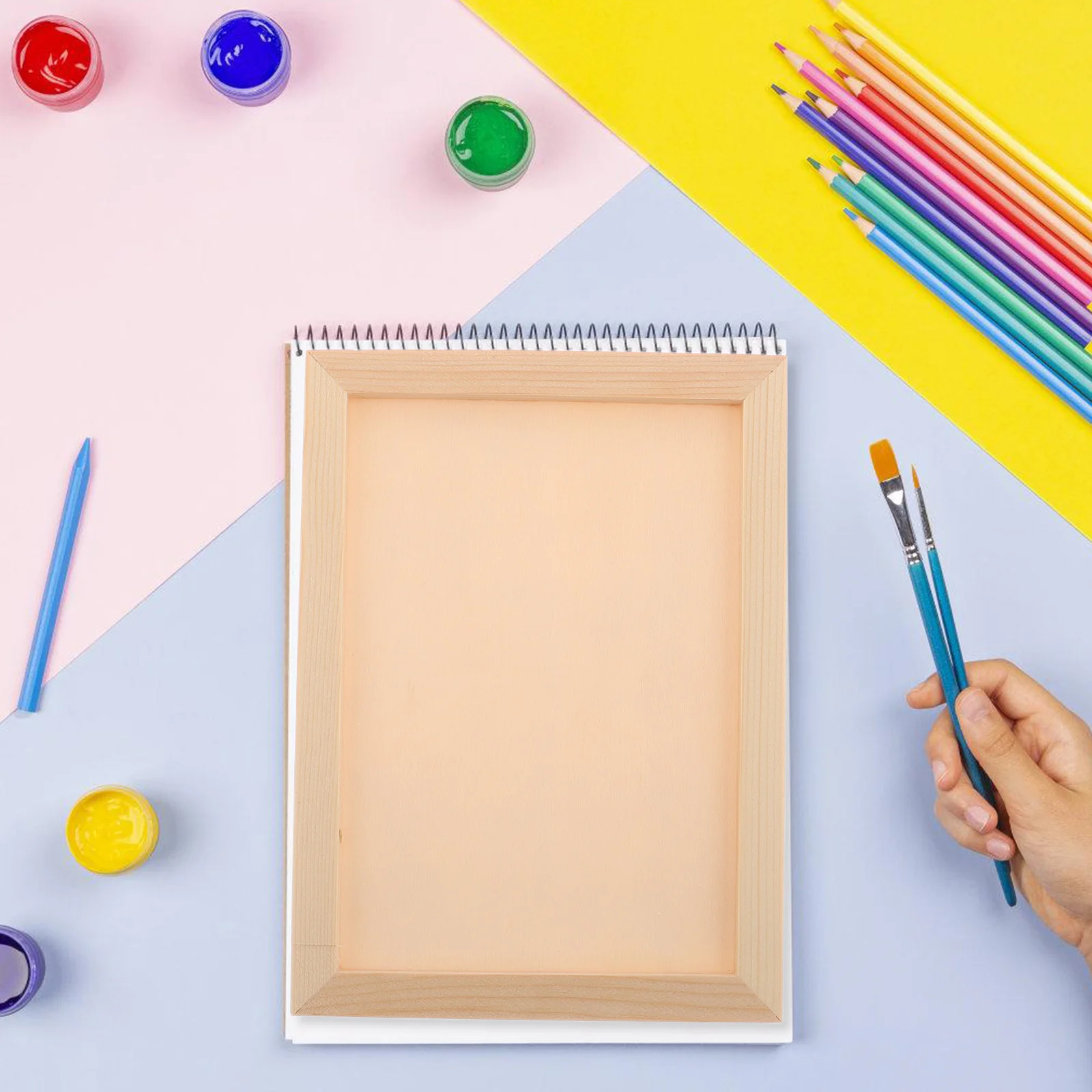 3 Pcs Colorful Mud Frame Wood Flower DIY Kit Picture Frames Craft Kits Ordinary