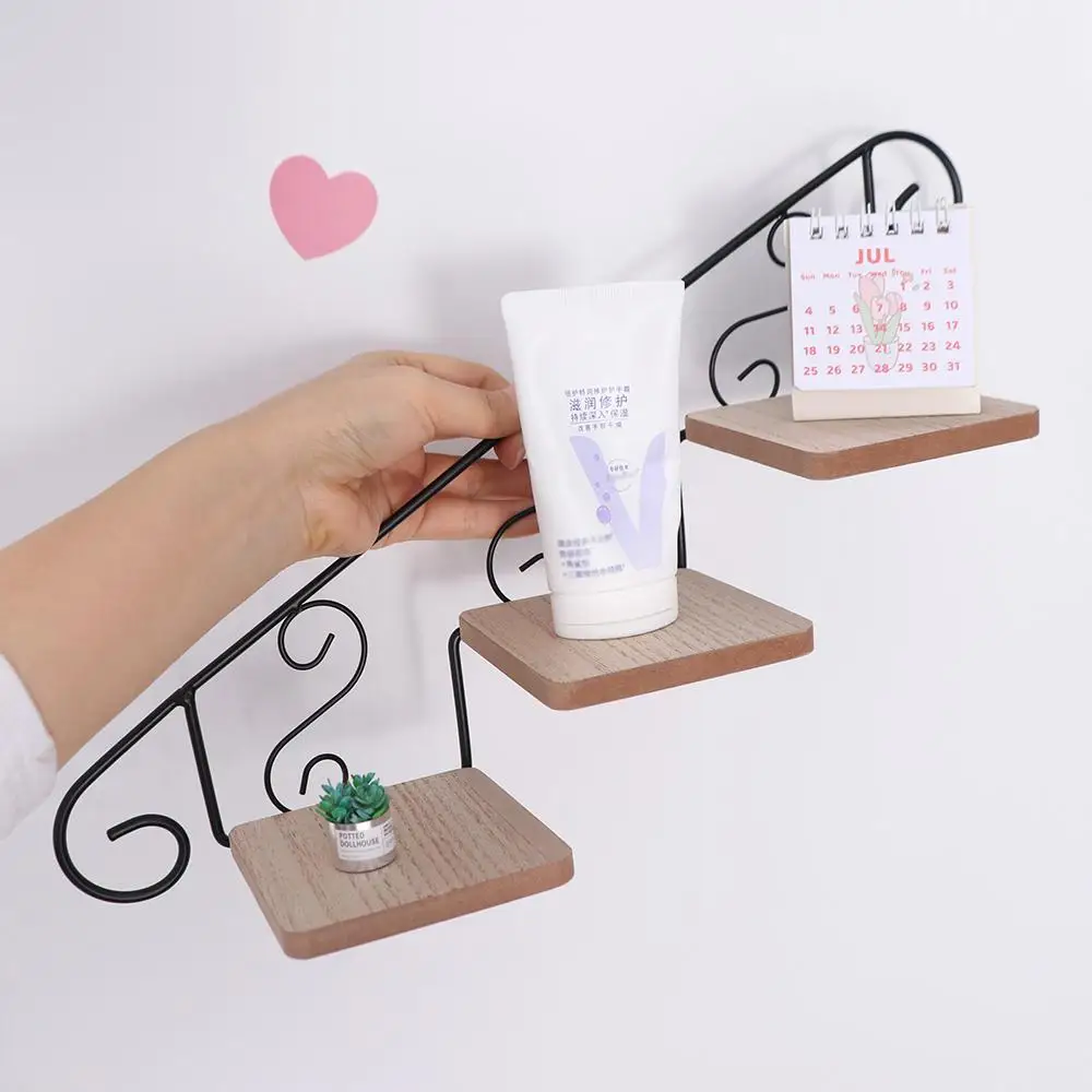 Soporte de Pared para Flores Estilo Americano Retro, Estante de Exhibición de Arte en Hierro con Forma de Escalera, Macetero Colgante Simple para Café