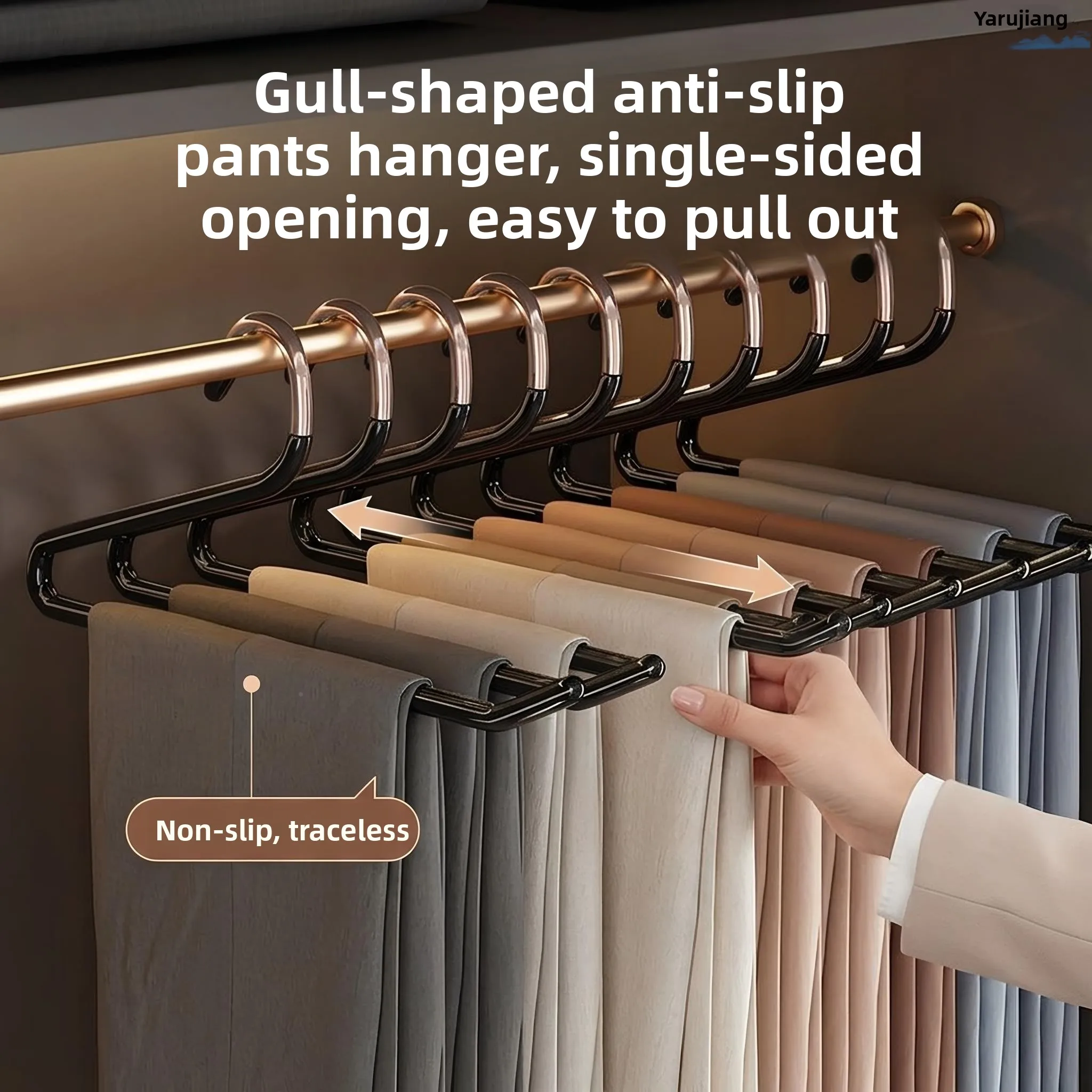 

No-Trace Anti-Slip Goose Type Pants Hanger Wardrobe Built-In Pants Rack Clothing Drying Organizer Modern Simple Style Adult Use