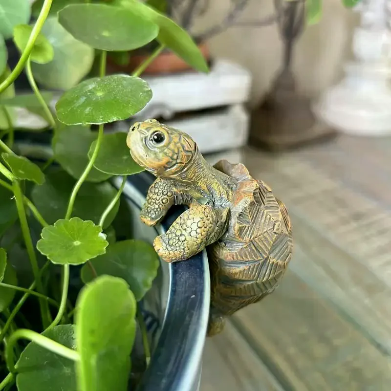Resin Hanging Turtle Statue Planter Pot Hanger Tortoise Figure Cute Figurine Plant Decorations For Potted Plants