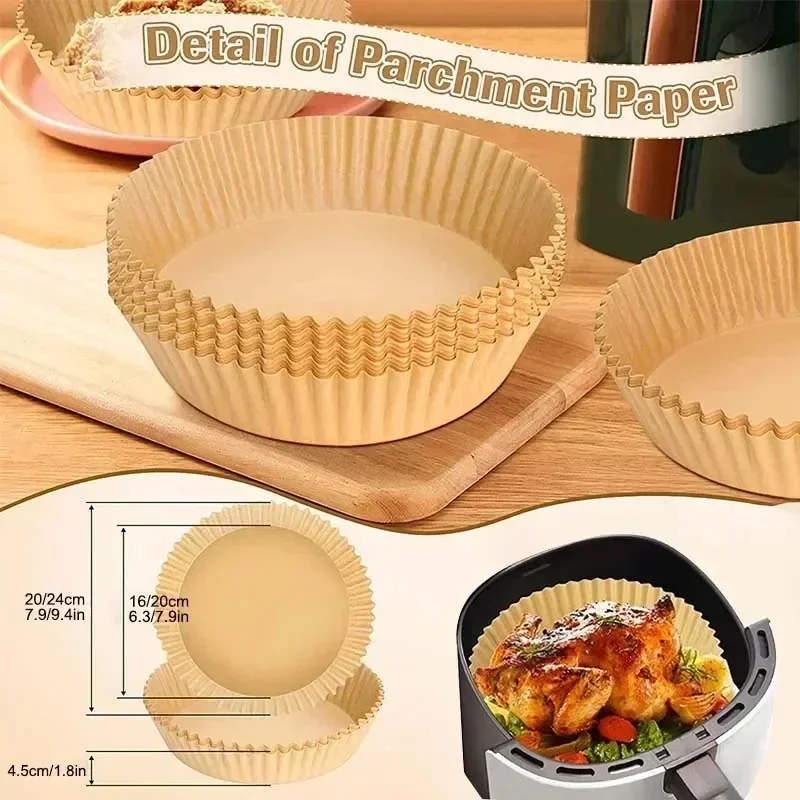 Air Fryer Papier Liner Zubehör Airfryer Backen Kochen Papier Werkzeug Friteuse Air Aerogrill Papier Form Pergament Konvektion Ofen – Detail 4