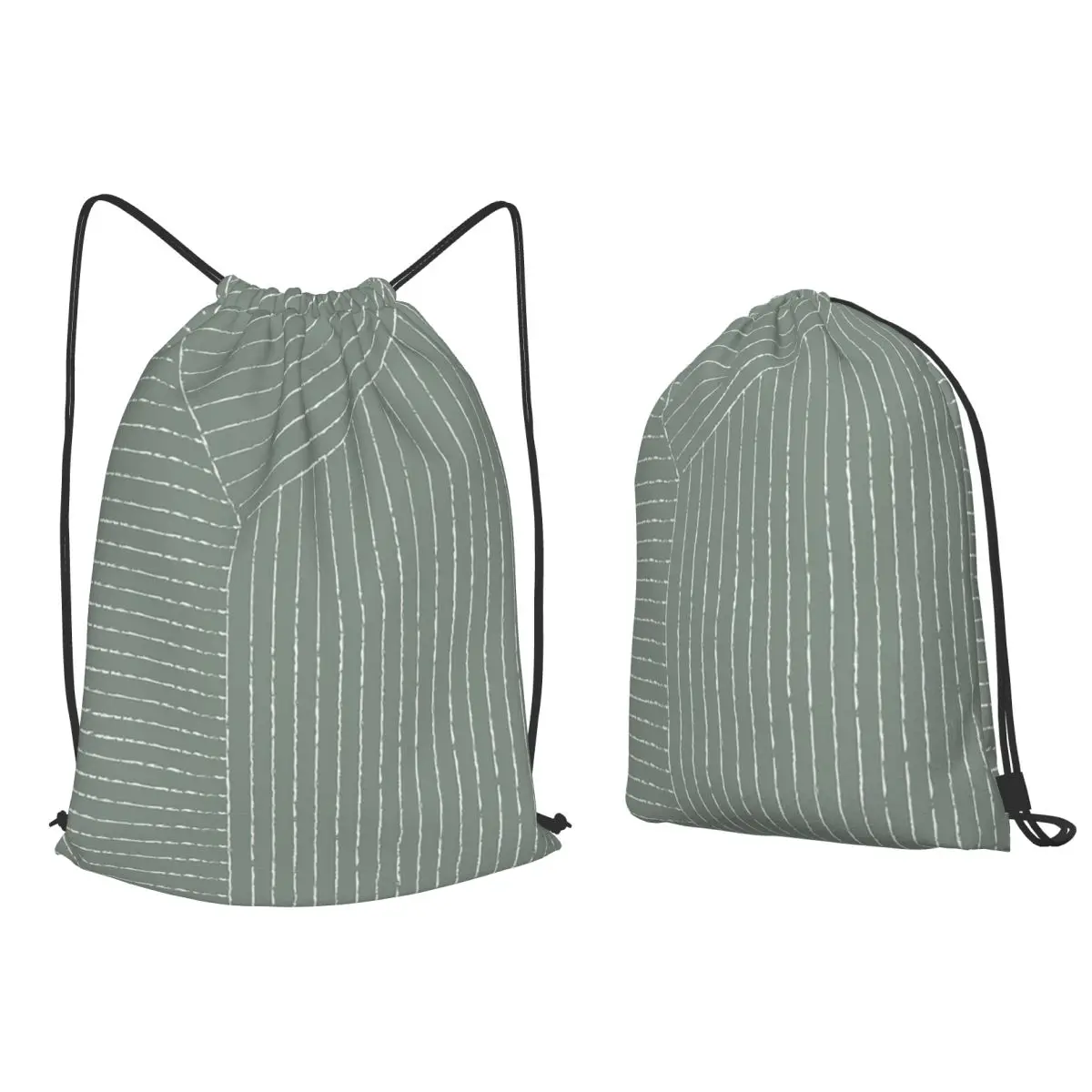 Lines (Pastel Green) Backpacks Multi-function Drawstring Bundle Pocket Shoes Bag Book Bags for Man Woman Students