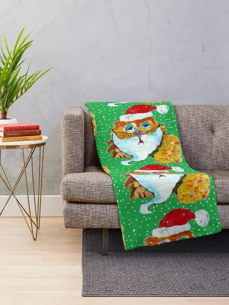 Santa Cat Throw Blanket Polar Fashion Sofas Decorative Sofa for sofa Blankets