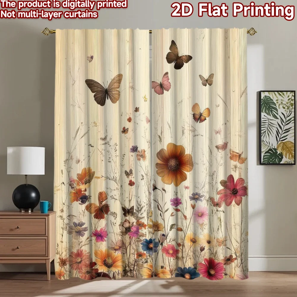 

1pc 2D flat Photography Backdrop Party Backdrop Butterflies and Colorful Blooms 100% Polyester Anniversary Use for Suitable for