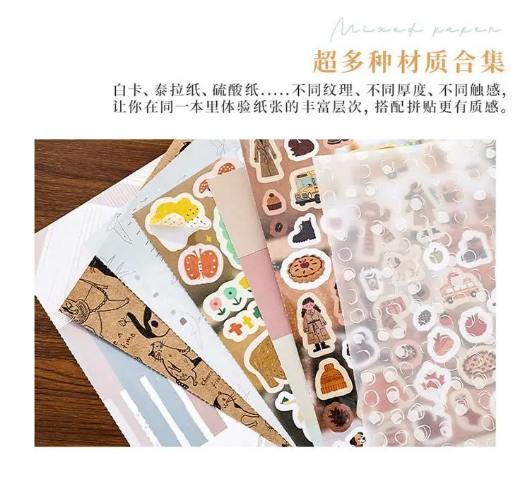 Chaoyu Koreanischer Ins-Style Journal-Materialien-Set, Hochwertiges Salz-Stil Charaktermuster-Sticker-Materialpapier, Ita Bag DIY-Materialien – Detail 6