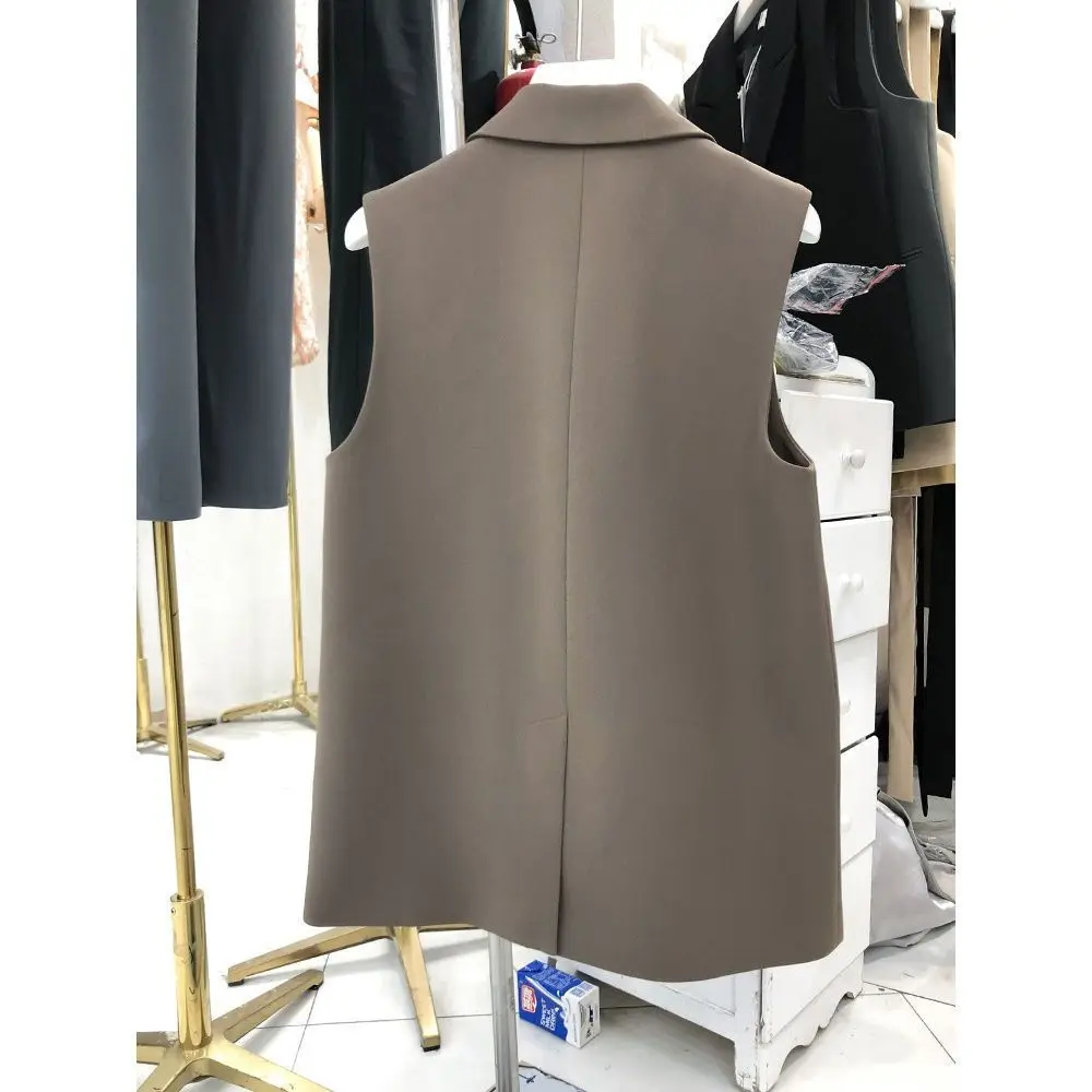 Pak Vest Jas Vrouwen Herfst Nieuwe Double-Breasted Mouwloze Jas Dames Koreaanse Mode Blazer Vest Tops Vrouwelijke E5334