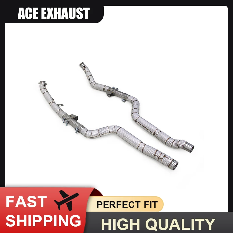 

For Mercedes Benz CLS63 5.5T High Flow Catted/Catless Downpipe With Heat Shield SUS304 Exhaust System Car Accessories