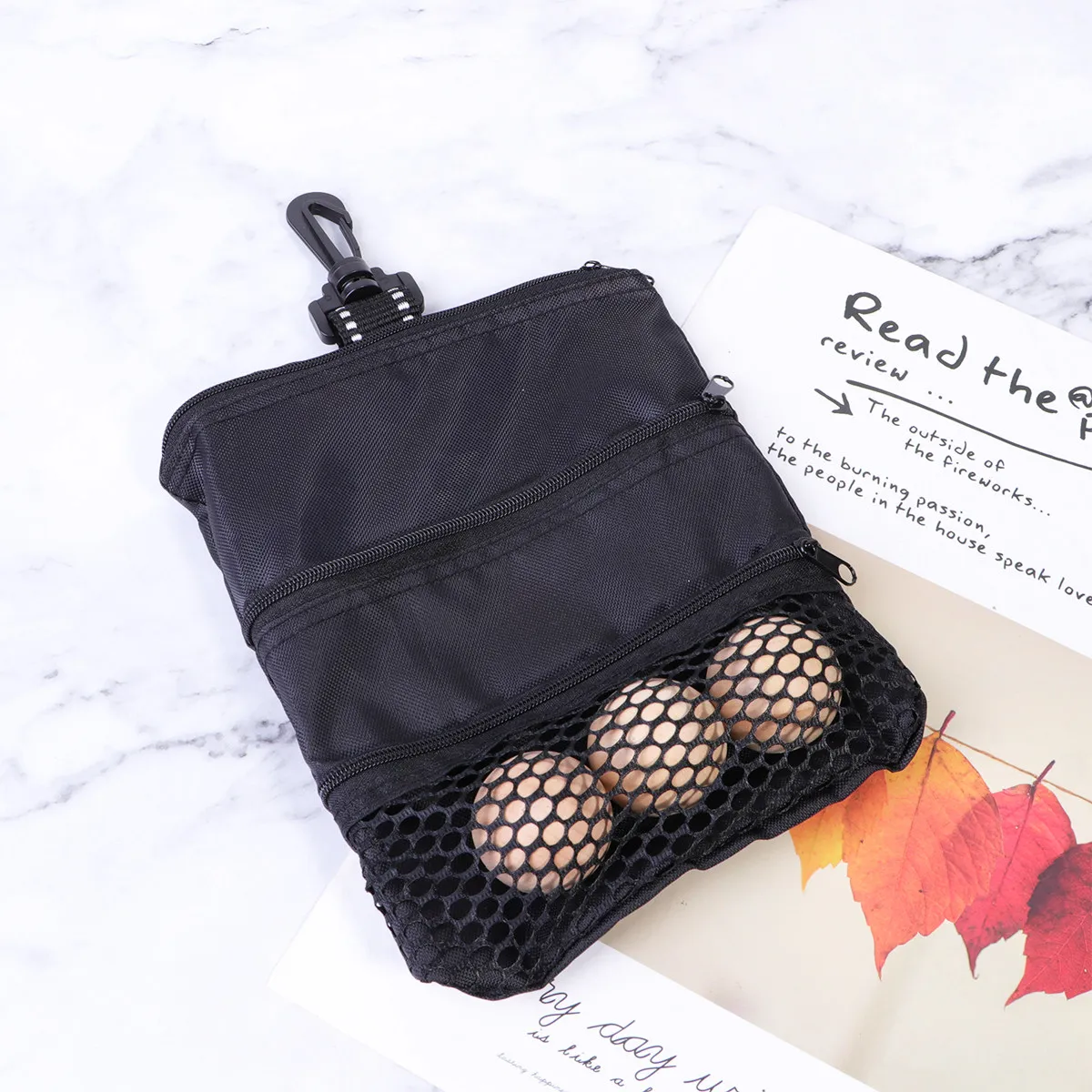 1Pcs Heavy Duty Golf Tee Bag Ball Storage Pouch All in One Kit with 3 Secure Zippers Interior Compartment Mountaineering Buckles
