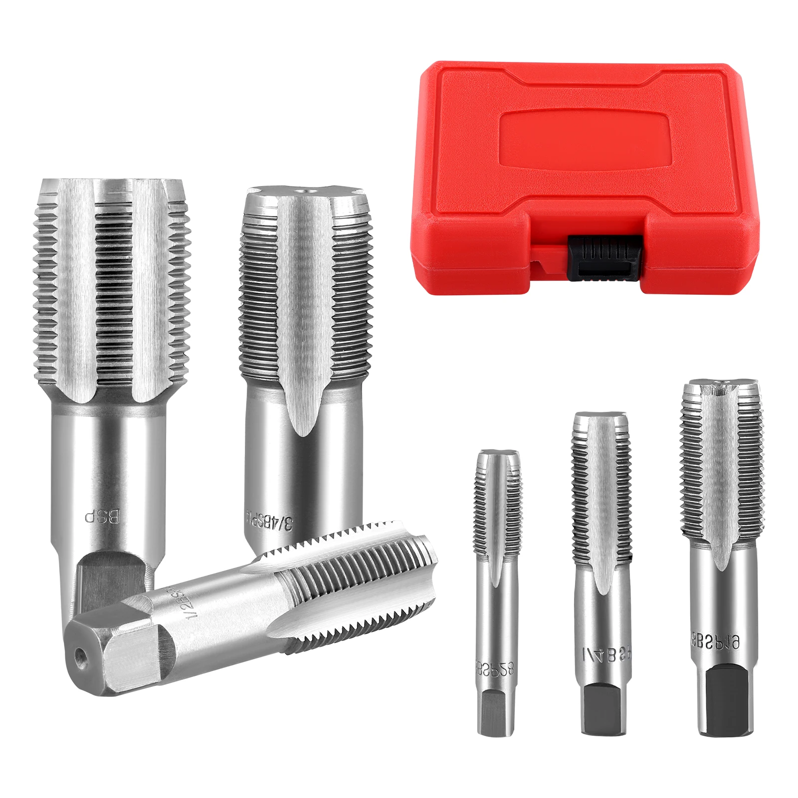 6 Stuk BSP Pijp Tap Set Koolstofstaal Hand Threading Sanitair Tap Set Voor Nauwkeurige Draden Diverse Loodgieters Mechanica DIY