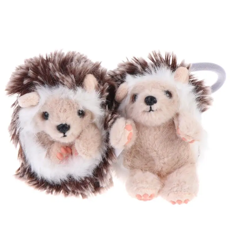 Cute Reversible Hedgehog Plush Keychain Fluffy Stuffed Animal Doll Keyring Backpack Pendant Lovely Desktop Pet Bag Decor
