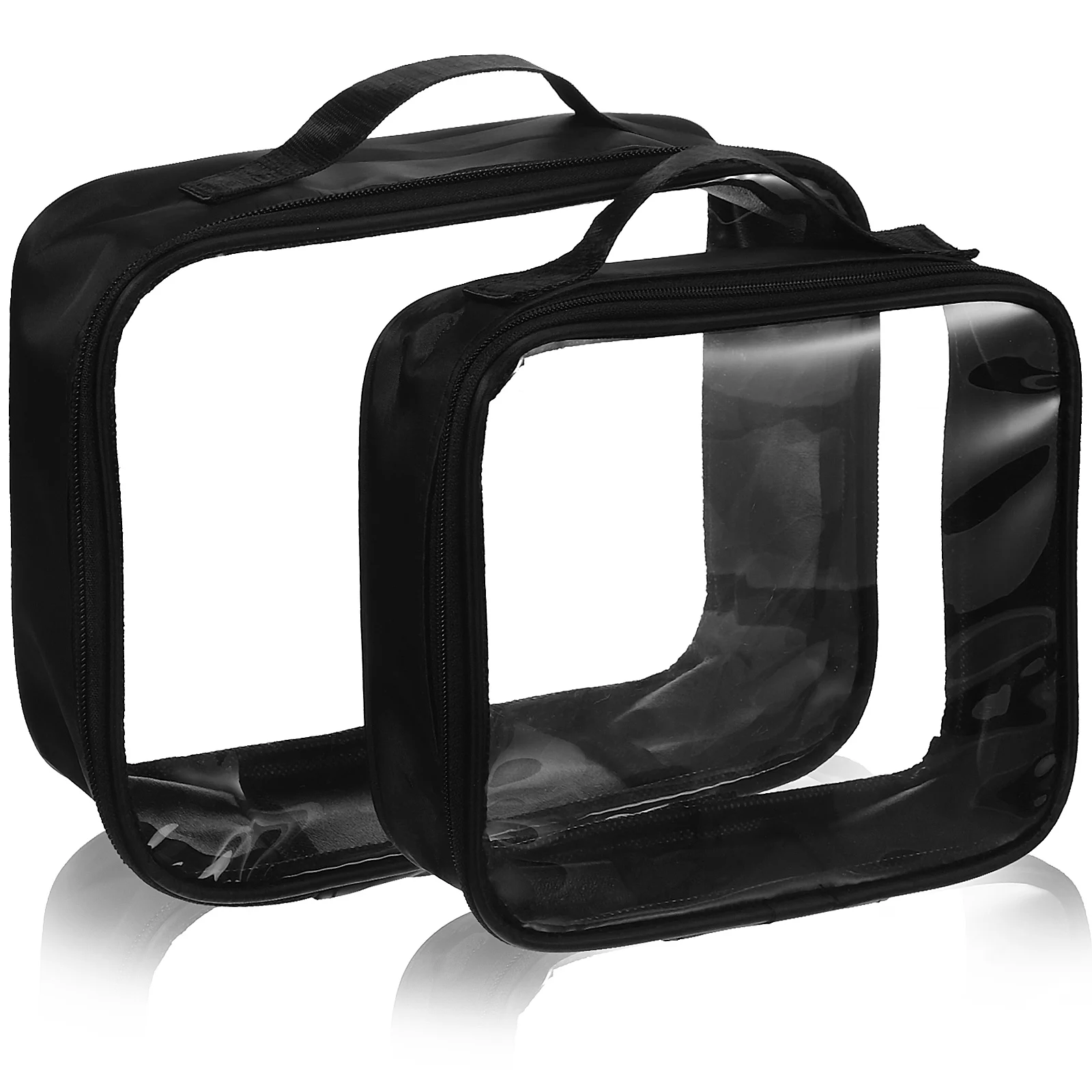 

2pcs Transparent Toiletry Bags Waterproof Pvc Makeup Pouch Travel Organizer Carry Handle Large Capacity Bag For Men
