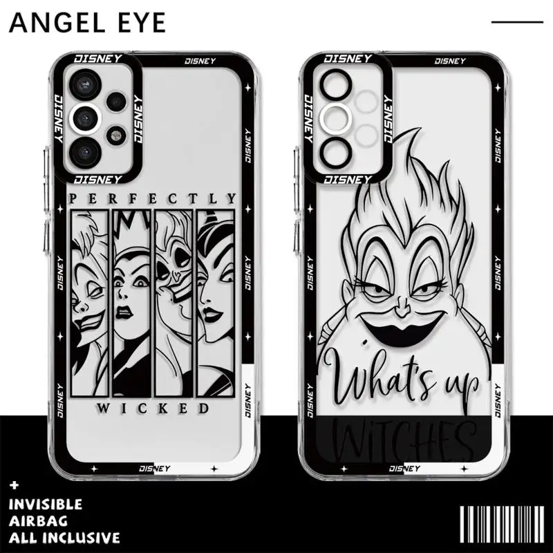 Disney Villains Case for Samsung Galaxy A54 A14 A52 A53 A12 A13 A34 A23 A33 A50 A21s A71 A32 A51 Angel Eye Clear Phone Cover