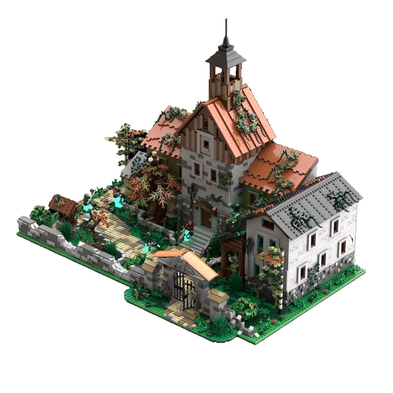 New 7347PCS MOC Abandoned Medieval Mansion Architecture Building Blocks Ruined Old House Bricks Model DIY Adult Collection Gifts
