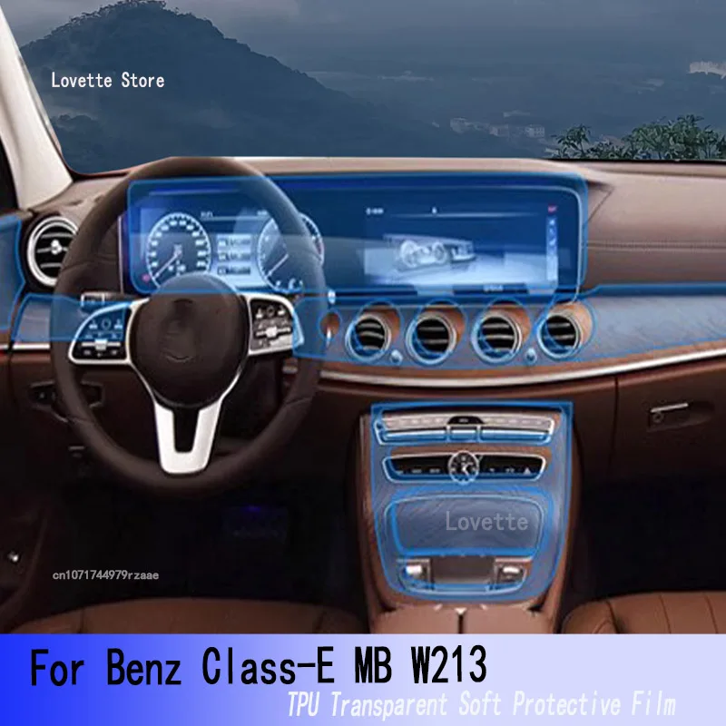 

For Benz Class-E MB W213(2016-2018)Car GPS Navigation Protective LCD TPU Screen Protector Anti-Scratch Film Fitting PPF