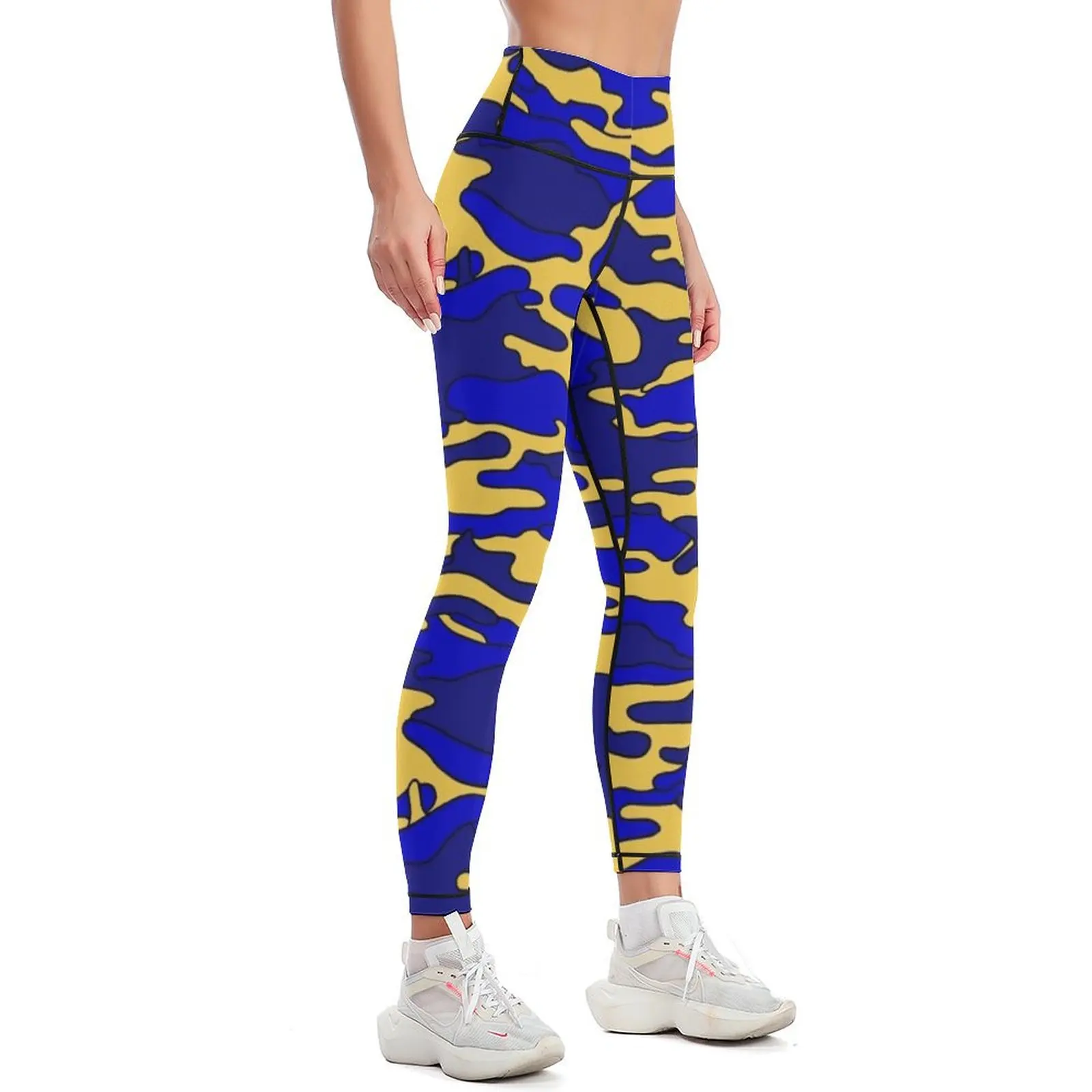 Mallas de camuflaje azul y amarillo para mujer, Leggings push up para fitness, ropa de gimnasio, ropa deportiva