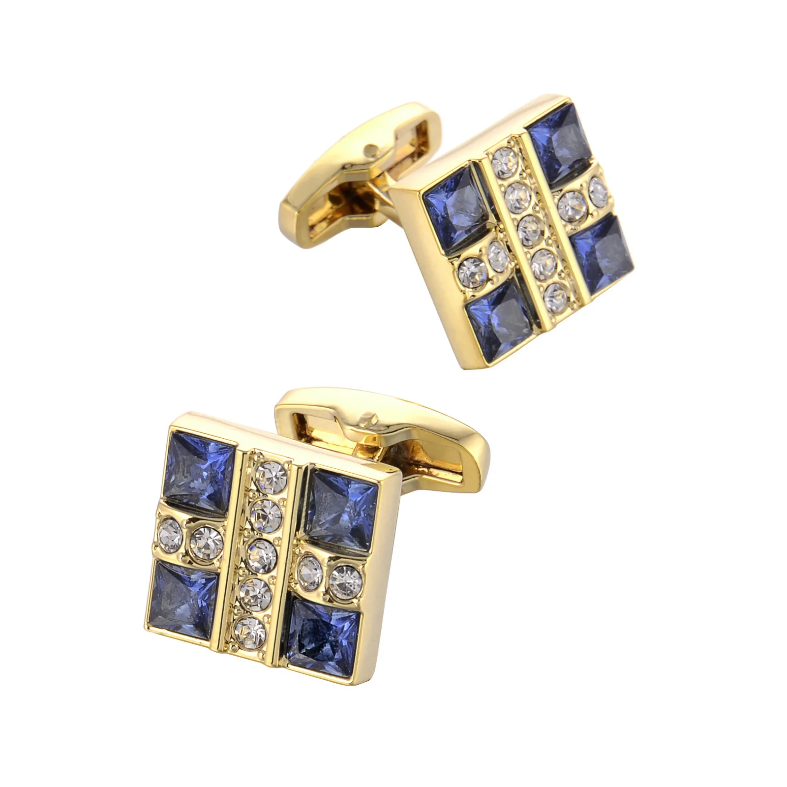 Fashion Luxury Men's Brand Cufflinks Golden Rhinestones High Quality Buttons Father Groom Favors Jewelry Gifts