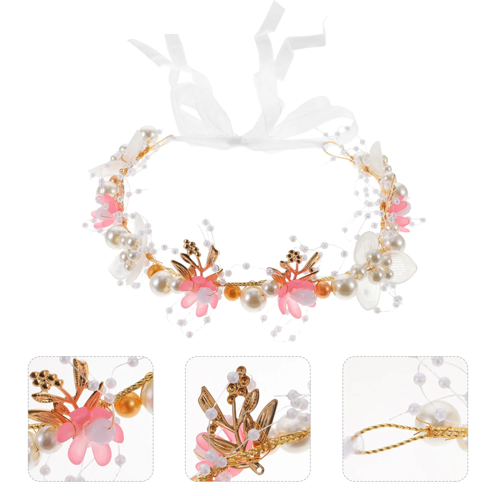 

Attractive Metal Pearl Flower Headband For Girls Wedding Bridal Hair Accessory