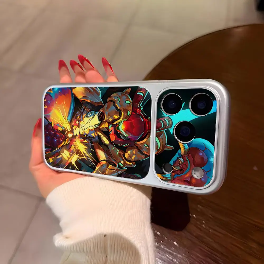 Metroid P-Prime Phone Case For IPhone 17 Pro Max 16 15 14 12 13 11 Plus Silver PU Leather Case