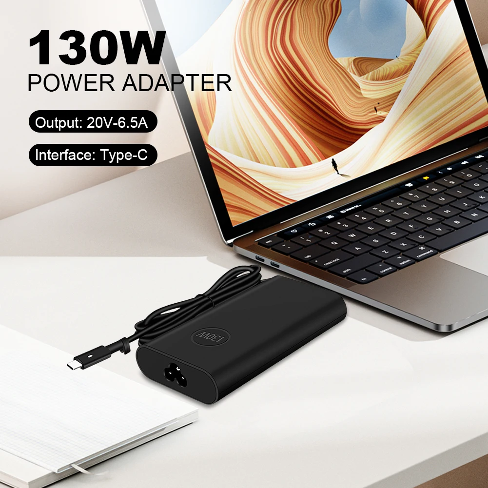 

130W Type-C Portable Charger Adapter 20V 6.5A Power Supply AC Laptop Adapters For Dell XPS 15 17 For Dell Precision 5550 3560