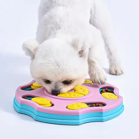 개 퍼즐 장난감 느린 피더 애완 동물 고양이 개 훈련 게임 대화 형 증가 강아지 고양이 IQ 먹이 접시 천천히 먹는 그릇