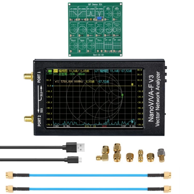 Nowy wektorowy analizator sieci NanoVNA-F V3 4,3 cala 6 GHz HF VHF UHF Analizator antenowy SWR + zestaw demonstracyjny RF