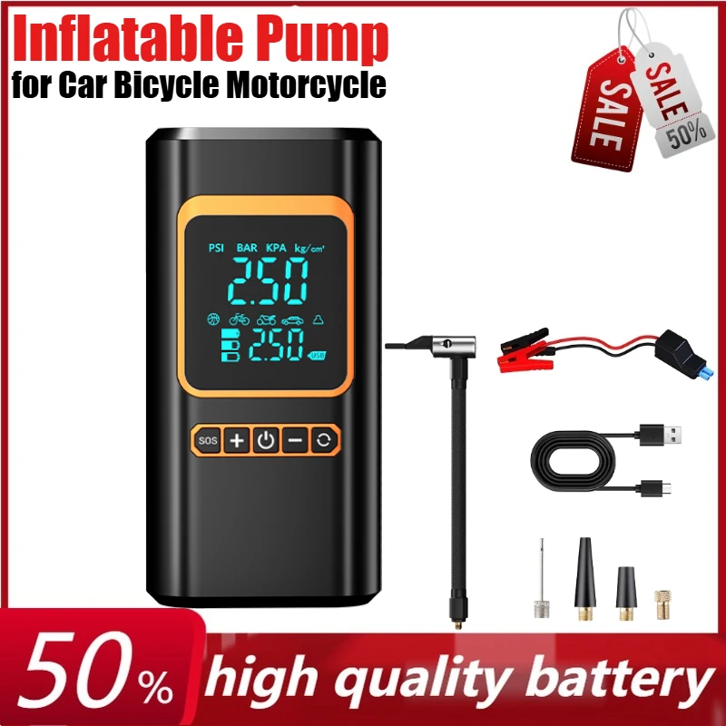 

12V 1500A Car Jump Starter Portable Electric Tire Inflator for Car Bicycle Motorcycle Mini Air Compressor