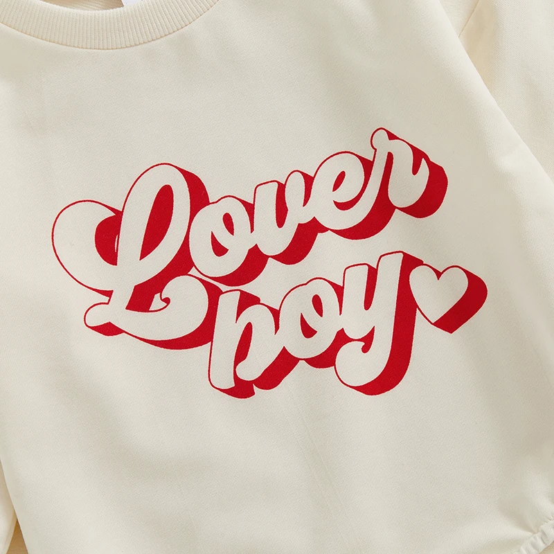 Baby Boys Girls Romper Long Sleeve Crew Neck Letters Print Bodysuit Valentines Day Clothes