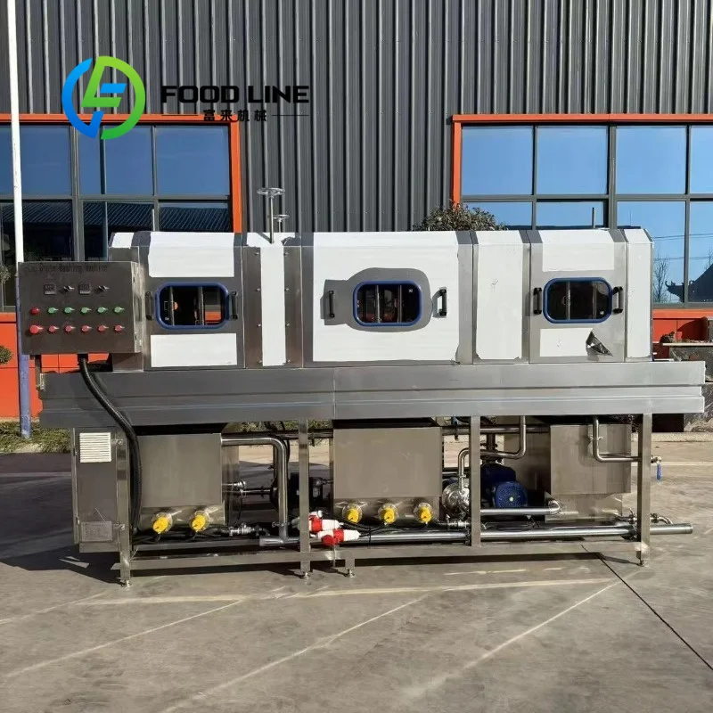 Complete Plastic Box Washing Line Turnkey Solution Includes Feeding Table Washing Tunnel And Stacking Robot For Fully Automated