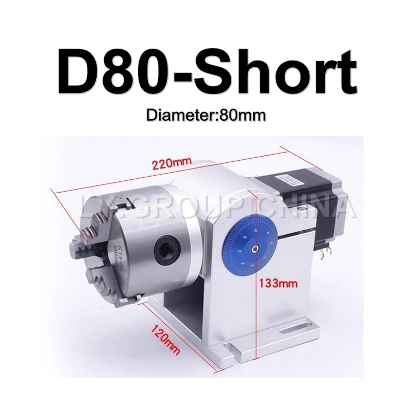 100mm 80mm Rotary Axis 3 Claws 4th Axis For Fiber Laser Metal Carving Engraving Marking Machine CO2 Laser with 2 Meter Wire