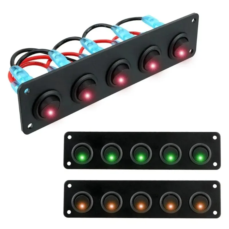 رائجة البيع 2025 12 ‐ 24 فولت 5 عصابة الروك تبديل لوحة التبديل LED تشغيل/إيقاف التبديل لسيارة RV قارب يخت البحرية