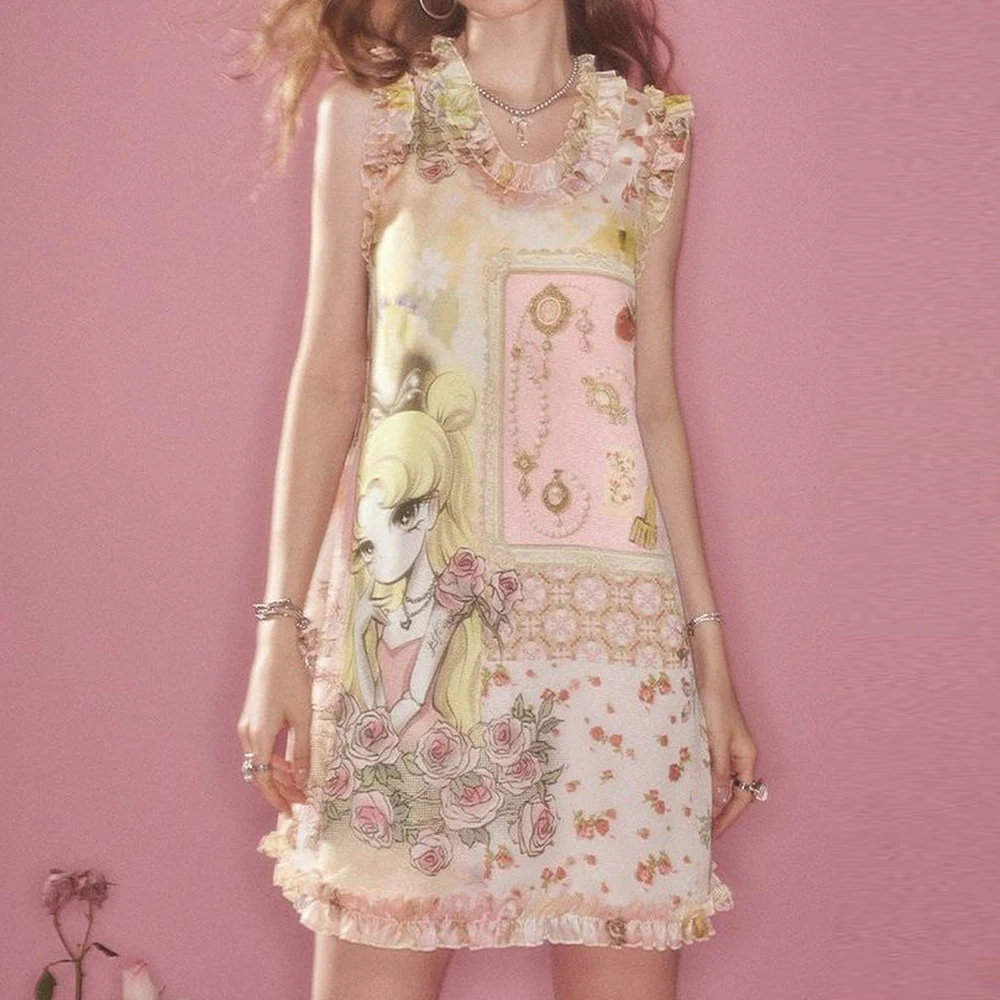 

[Low price of the same style] Floral straight sleeveless dress women's 2025 summer new design sense thin short skirt