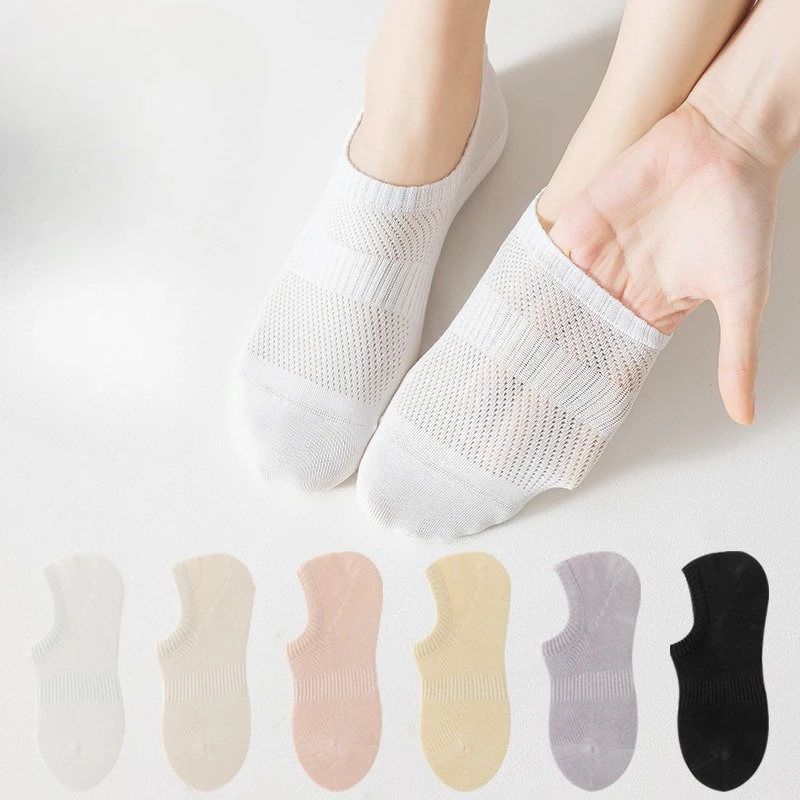 

Summer Thin Pure Cotton Mesh Boat Socks Seamless Invisible Women Socks Anti Odor Non Pilling Solid Color Simple Versatile Socks