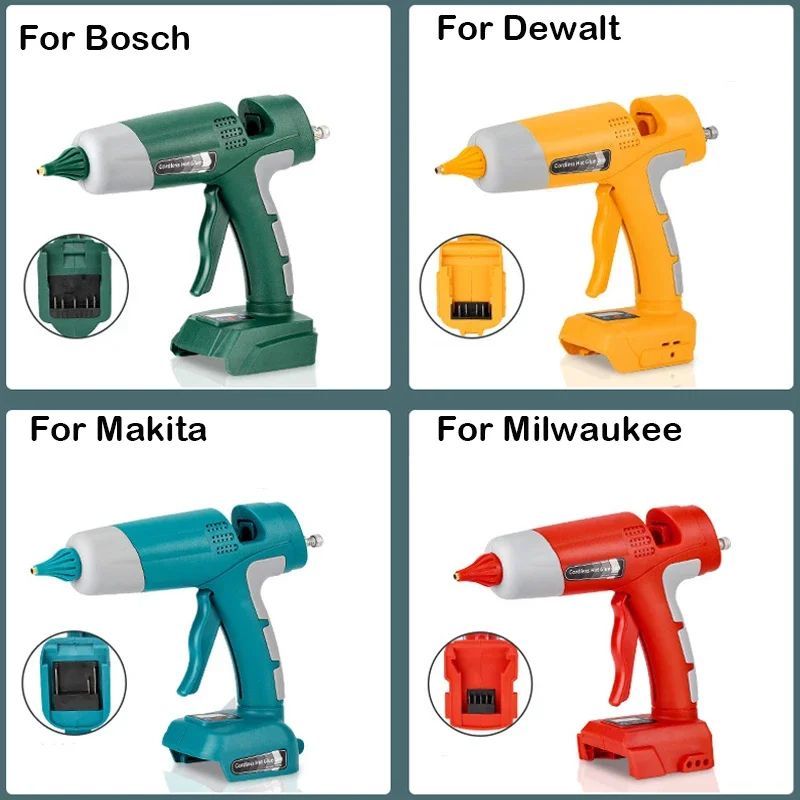 100W Cordless Hot Melt Glue Gun Anti-scald Rechargeable with Glue Sticks DIY Tool For Makita/Dewalt/Milwaukee/Bosch 18V Battery