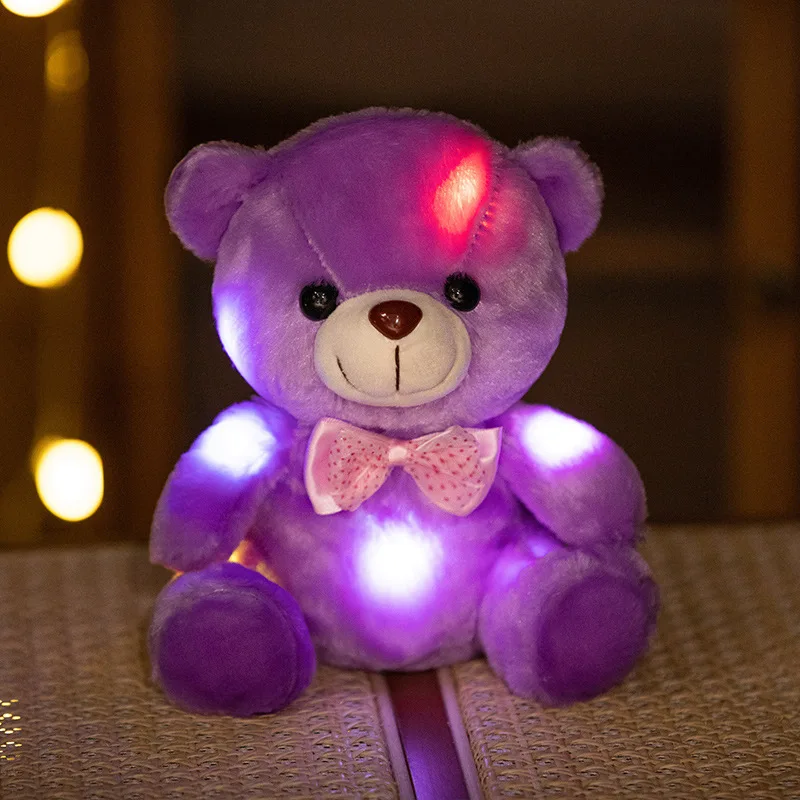 Ours en peluche lumineux LED Shoous, jouet animal en peluche créatif, arc lumineux coloré, cadeau de Noël, 20cm