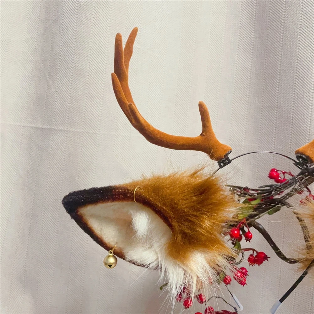 Hand Made Halloween Cosplay Prop Beast Animals Deer Ears Horn Hairhoop Headwear Tail To Choose Brown Costume Accessories