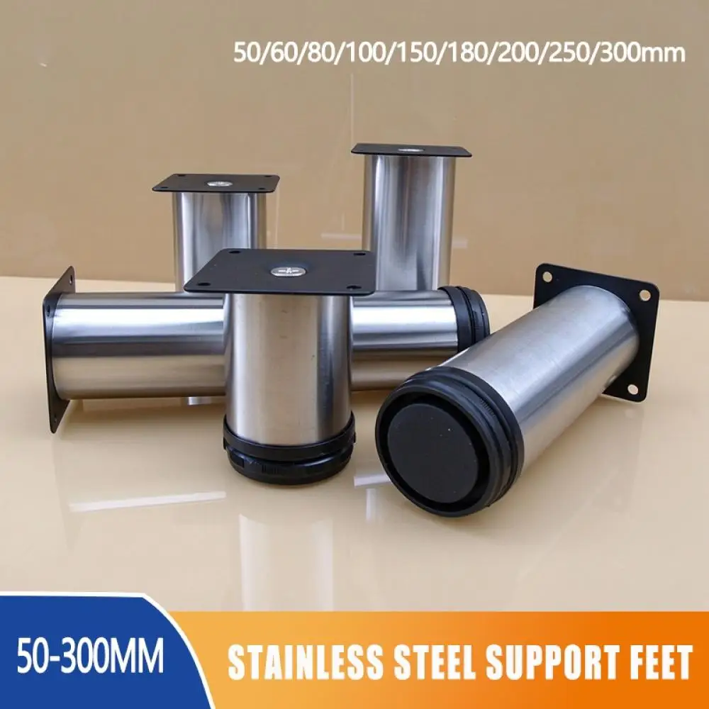 1Pcs 50/60/80/100/150/180/200/250/300mm Furniture Adjustable Cabinet Legs Stainless Steel Furniture Legs Cabinet Table Sofa Feet