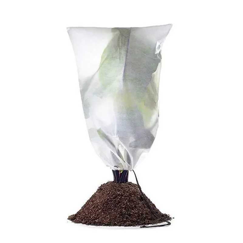 Plant Cold Protection Cover Non-Woven Drawstring Zipper Type Outdoor Freeze and Insect Protection Cover