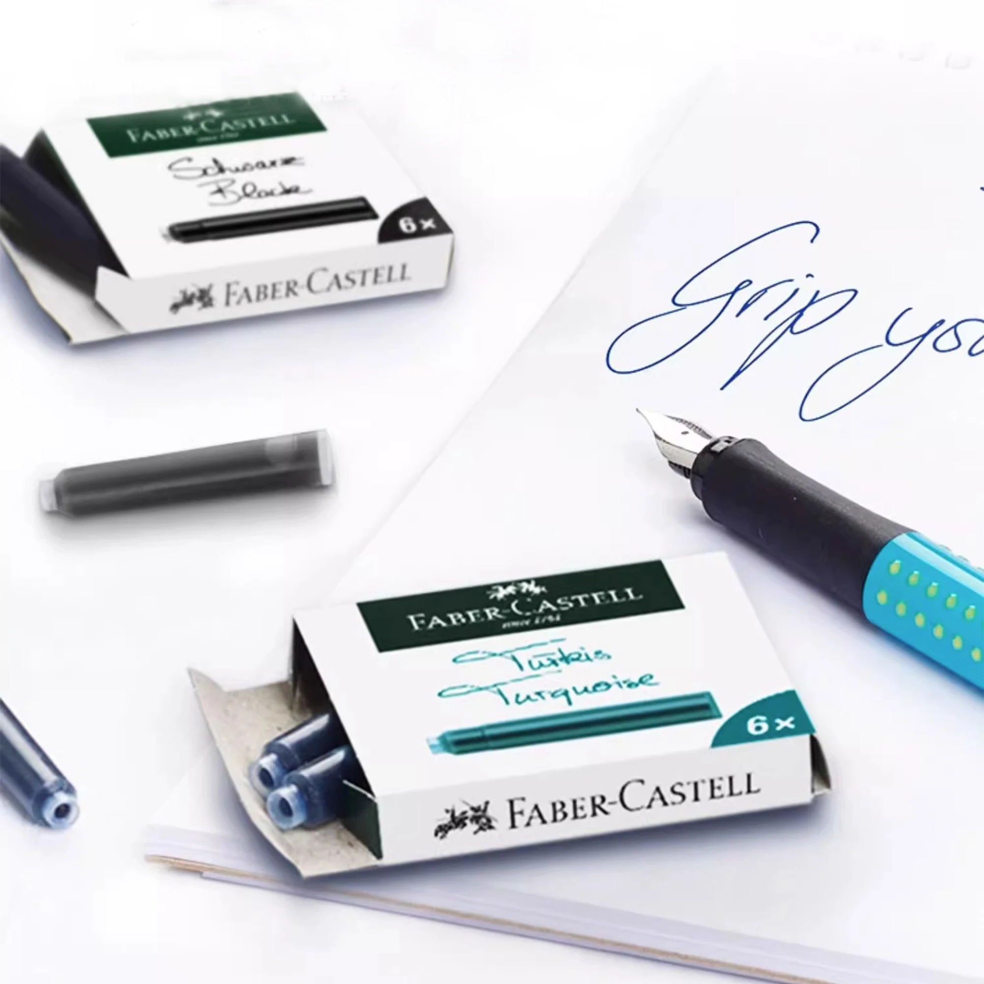 Faber-Castell Fountain Pen Ink Cartridges 6pcs European Standard Refill Accessories Black Blue Ink